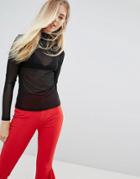 New Look Black Mesh Turtleneck - Black