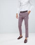 Asos Design Wedding Skinny Suit Pants In Dark Wine Cross Hatch - Red