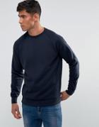 Threadbare Textured Raglan Crew Neck Sweat - Navy