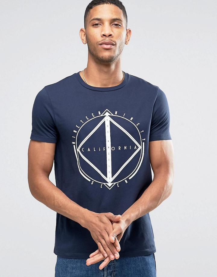 Asos T-shirt With Circle Text Print - Navy