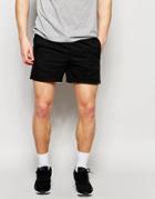 Asos Slim Chino Shorts With Elasticated Waist In Black - Black
