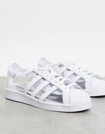 Adidas Originals Superstar Sneakers In Transparent And White