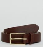 Asos Plus Smart Slim Belt In Brown Faux Leather - Brown