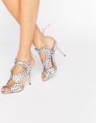 Kg By Kurt Geiger Horatio Silver Leather Heeled Sandals - Silver