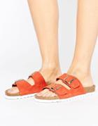 Vero Moda Double Buckle Slide Sandal - Orange