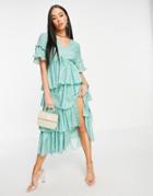 Asos Design Tall 90s Oversized Cord Stripe Shirt In Green And White
