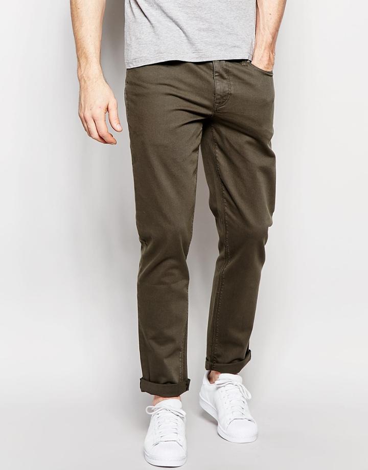 Asos Skinny Jeans In Dark Khaki - Forest Night