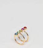 Asos Design Curve Exclusive Ring With Multicolor Jewels In Gold - Gold