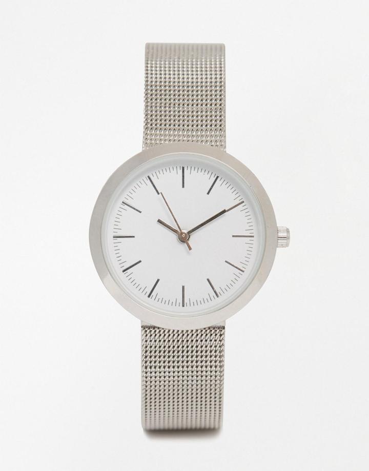 Asos Shoulderless Case Mesh Strap Watch - Silver