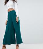 Asos Design Tall Soft Culotte With Metal Detail Waist - Green