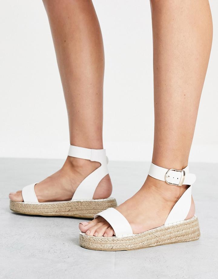 South Beach Two Part Espadrille Sandals In White