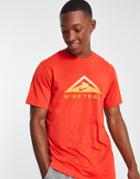 Nike Running Dri-fit Trail Logo T-shirt In Red