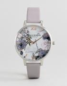 Olivia Burton Ob16mf05 Marble Floral Leather Watch In Gray - Gray