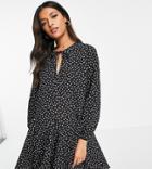 Glamorous Bloom Mini Swing Dress With Pleated Hem In Black Mini Floral