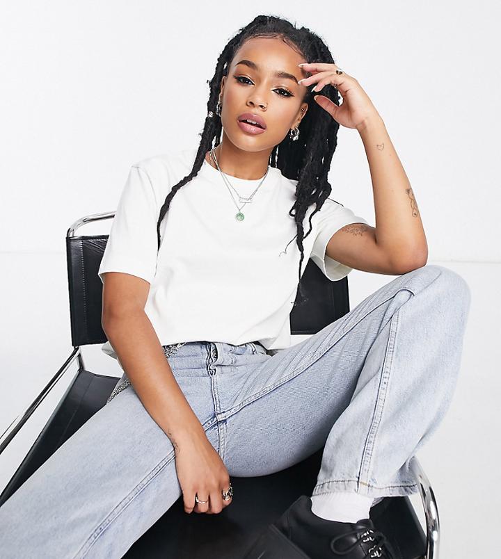 Topshop Petite Premium Crew Neck Short Sleeve Tee In White
