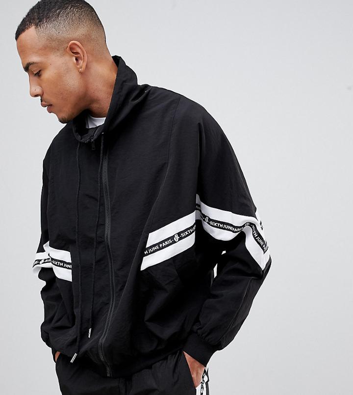 Sixth June Half Zip Shell Jacket In Black - Black