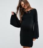 Asos Maternity Knitted Dress With Pleated Sleeve - Black