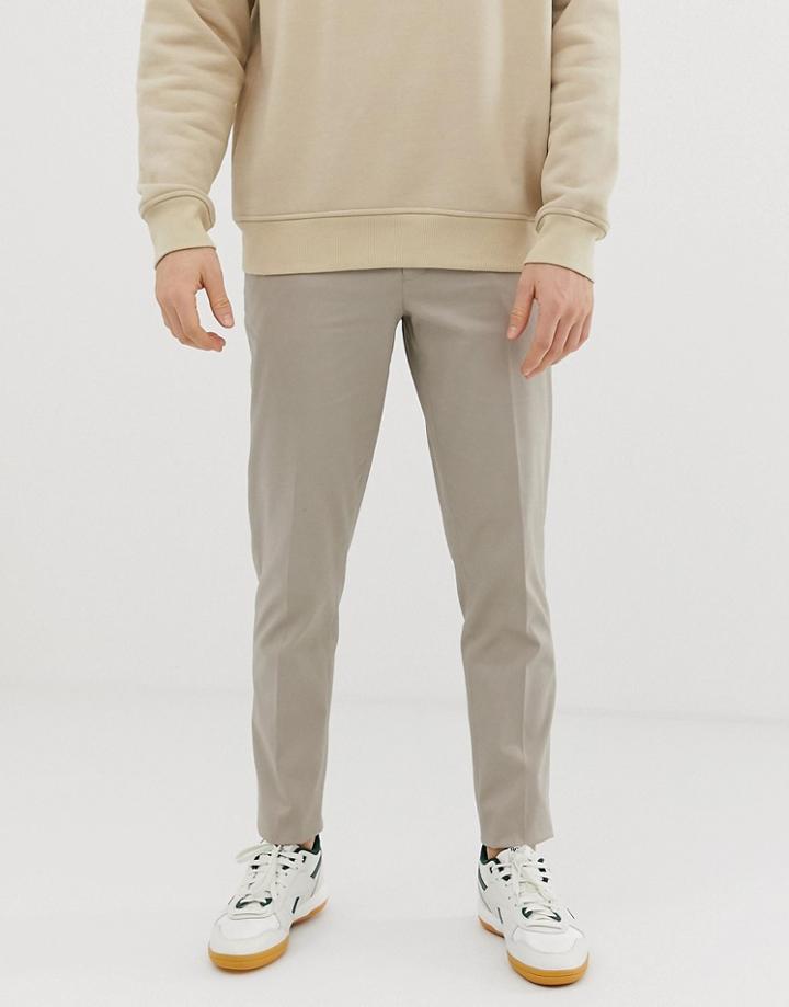 Asos Design Skinny Smart Pants In Stone Cotton - Stone