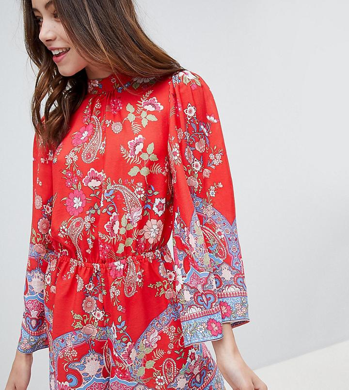 Miss Selfridge Romper With High Neck In Floral Print