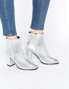 Asos Rosaline Heeled Ankle Boots - Silver