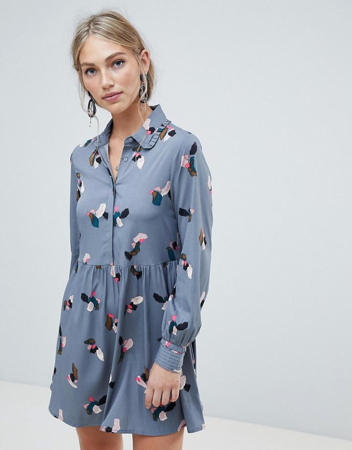 Vero Moda Ruffle Trim Shirt Dress-multi