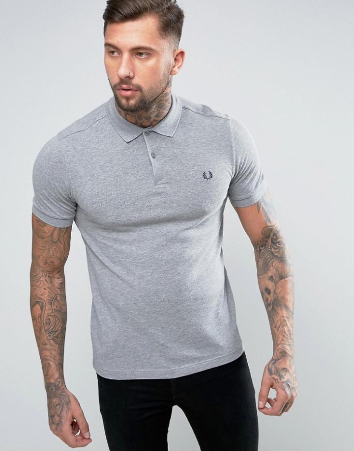 Fred Perry Slim Pique Polo Shirt In Gray Marl - Gray