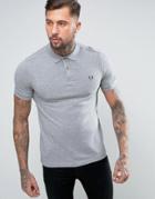 Fred Perry Slim Pique Polo Shirt In Gray Marl - Gray