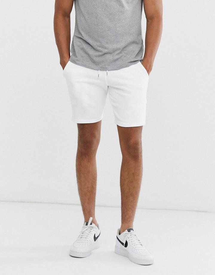 Asos Design Jersey Skinny Shorts In White - White
