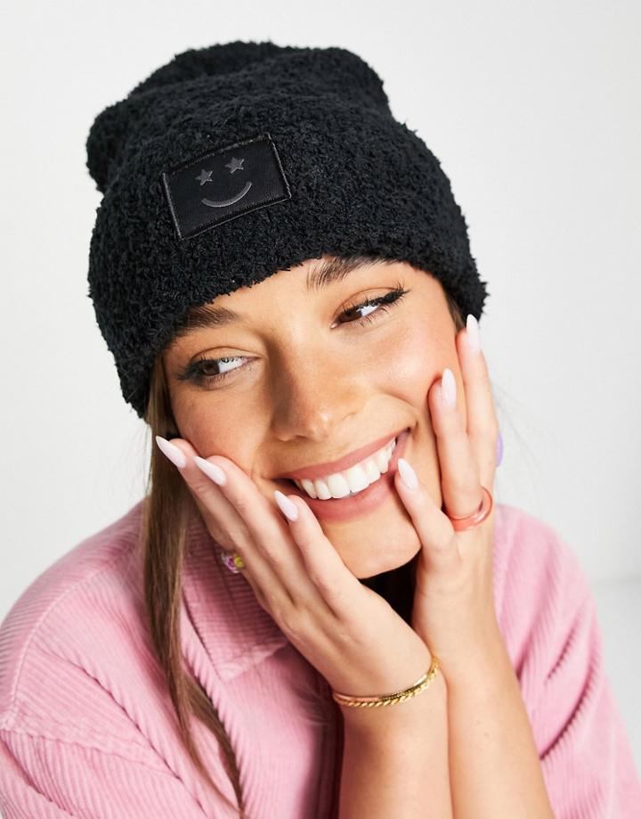 Skinnydip Roody Fleece Beanie Hat In Black