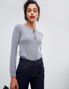 Mango Fine Gauge Knitted Sweater Top - Gray