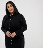 Asos Design Curve Denim Shirt Dress In Black - Black