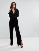 Vero Moda Velvet Plunge Jumpsuit - Black