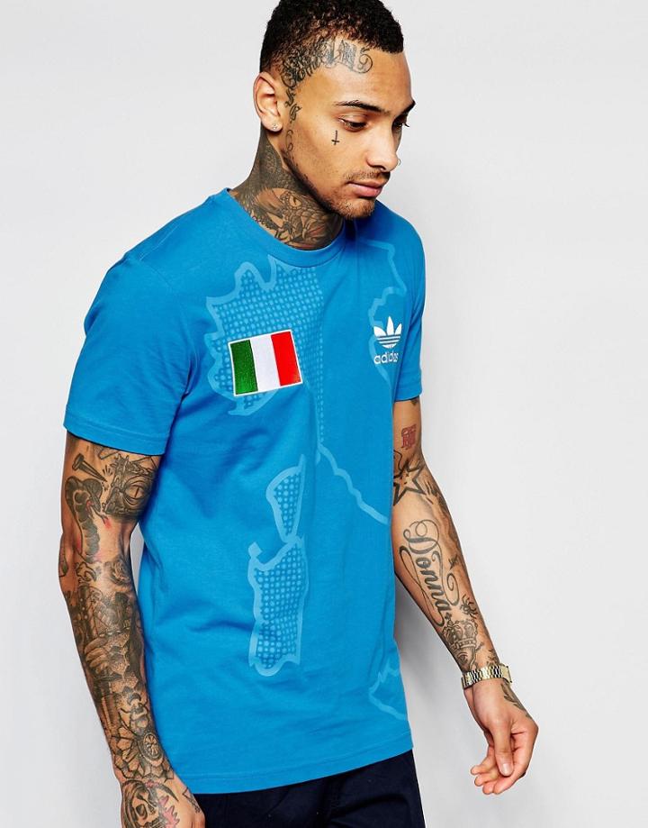 Adidas Originals T-shirt With Italy Badge Aj8032 - Blue