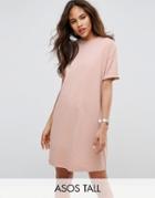 Asos Tall Ultimate T-shirt Dress With Rolled Sleeves - Pink