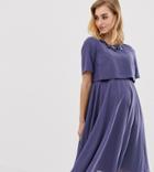 Asos Design Maternity 3d Embellished Crop Top Midi Dress-blue
