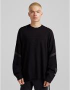 Bershka Oversized Sweater With Zips In Black