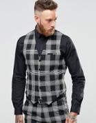 Asos Super Skinny Suit Vest In Plaid Check - Black