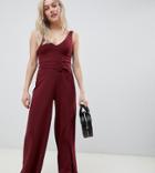 New Look Petite Belted Jumpsuit In Red - Red