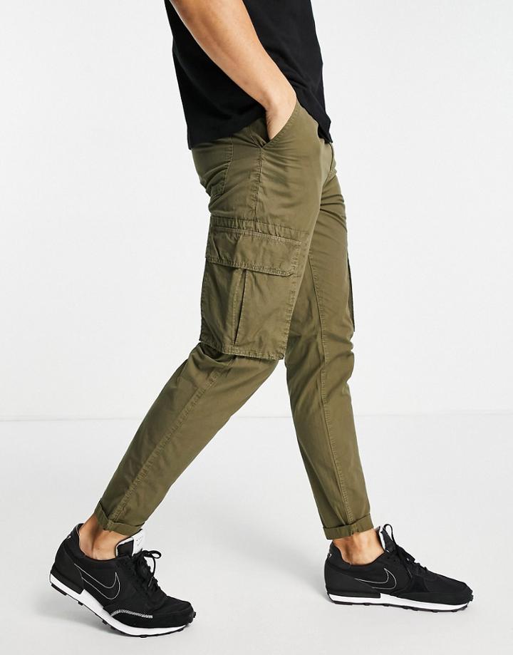 New Look Ripstop Cargo Pants In Dark Khaki-green