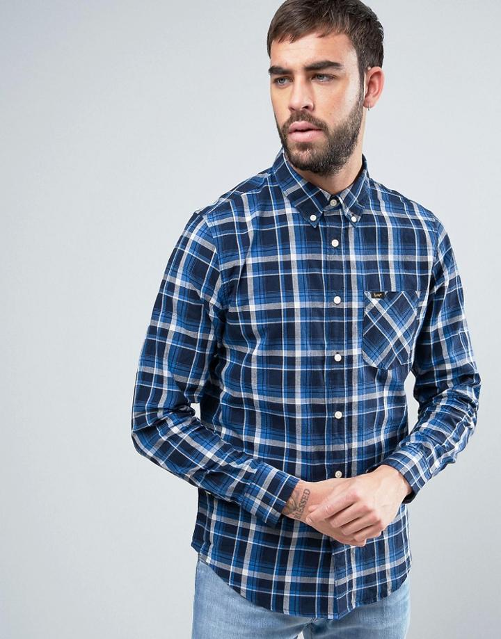 Lee Button Down Poplin Check Shirt - Black