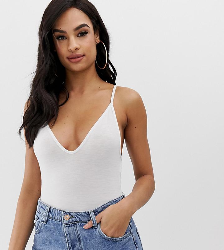 Boohoo Basic V Neck Strappy Body - White
