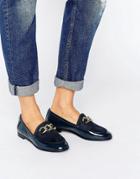 London Rebel Flat Chain Loafer Shoe - Black