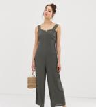 Glamorous Tall Minimal Jumpsuit With Button Back Straps-green