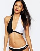 Lipsy Mono Cross Over Bikini Top - Mono