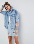 Asos Denim Jacket With Clear Panels - Blue