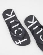 French Connection Fcuk Logo Flip Flops In Black And White