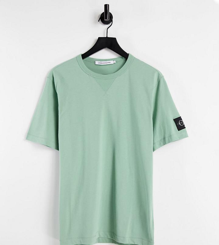 Calvin Klein Jeans Asos Exclusive Monogram Badge T-shirt In Green