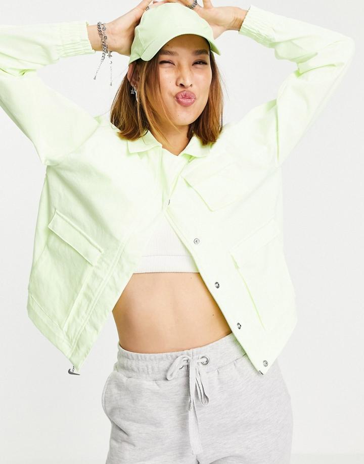 Nike Swoosh Woven Jacket In Neon Yellow With Utility Pockets