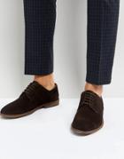 Asos Casual Lace Up Shoes In Brown Suede With Natural Sole - Brown