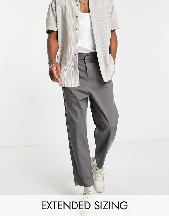 Asos Design Oversized Tapered Chinos In Charcoal-gray
